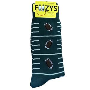 NWT Foozys Green Striped Football Print Crew Length Socks Size One Size